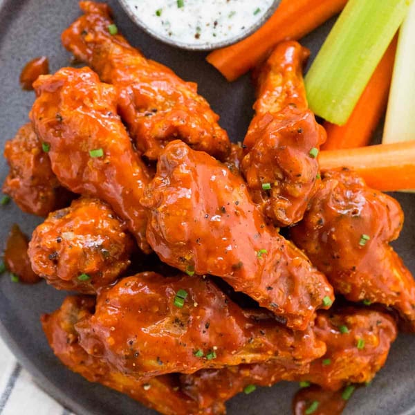 Moon Valley Grill & Patio's buffalo wings with ranch, carrots, and celery sticks.