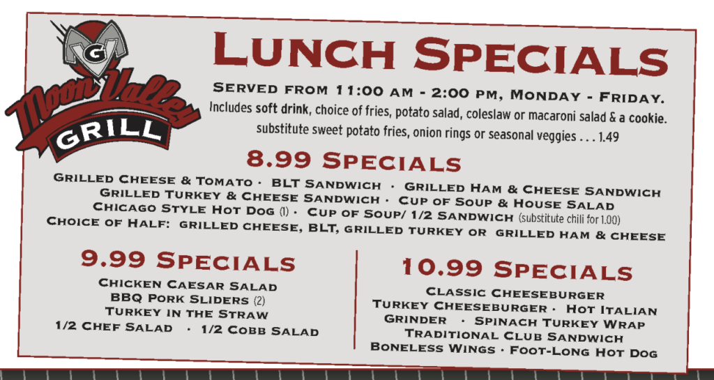 Moon Valley Grill Lunch Specials